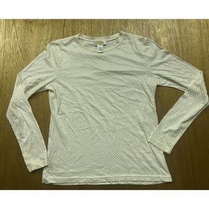 Talbots White Glitter Long Sleeve Women's Blouse Small